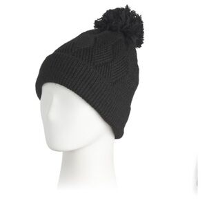 Turtle Fur Black Knit fleece lining and Pom-Pom Beanie adult size unisex
MWT